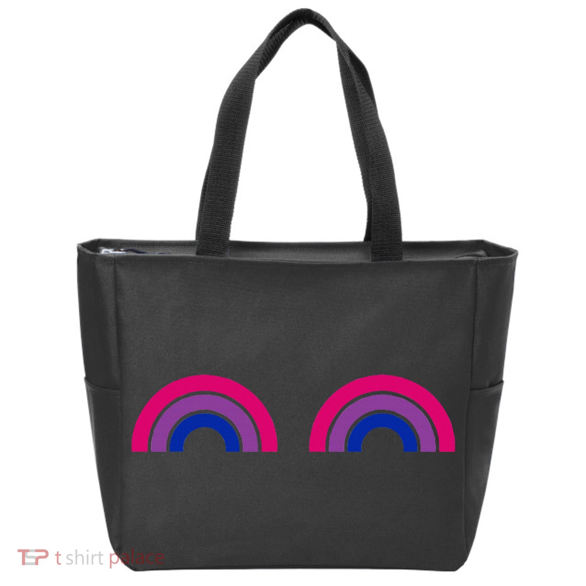 Bisexual Rainbow Boobs Funny Bi Pride Lgbt Pride Tote Bag