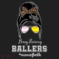 Busy Raising Ballers Mom Of Both Baseball Softball Messy Bun Sticker Features De Women's Sweatshirt thumb 2