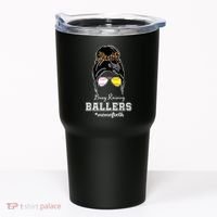 Busy Raising Ballers Mom Of Both Baseball Softball Messy Bun Sticker Features De Tumbler thumb 0