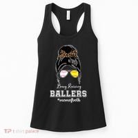 Busy Raising Ballers Mom Of Both Baseball Softball Messy Bun Sticker Features De Women's Tank Top thumb 0