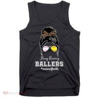 Busy Raising Ballers Mom Of Both Baseball Softball Messy Bun Sticker Features De Tank Top thumb 0