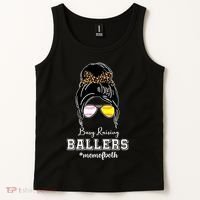 Busy Raising Ballers Mom Of Both Baseball Softball Messy Bun Sticker Features De Tank Top thumb 2