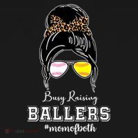 Busy Raising Ballers Mom Of Both Baseball Softball Messy Bun Sticker Features De Tank Top thumb 6