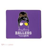Busy Raising Ballers Mom Of Both Baseball Softball Messy Bun Sticker Features De Mousepad thumb 0