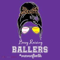 Busy Raising Ballers Mom Of Both Baseball Softball Messy Bun Sticker Features De Baby Bodysuit thumb 2