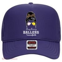 Busy Raising Ballers Mom Of Both Baseball Softball Messy Bun Sticker Features De Hat thumb 0