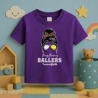 Busy Raising Ballers Mom Of Both Baseball Softball Messy Bun Sticker Features De Toddler T-Shirt thumb 3