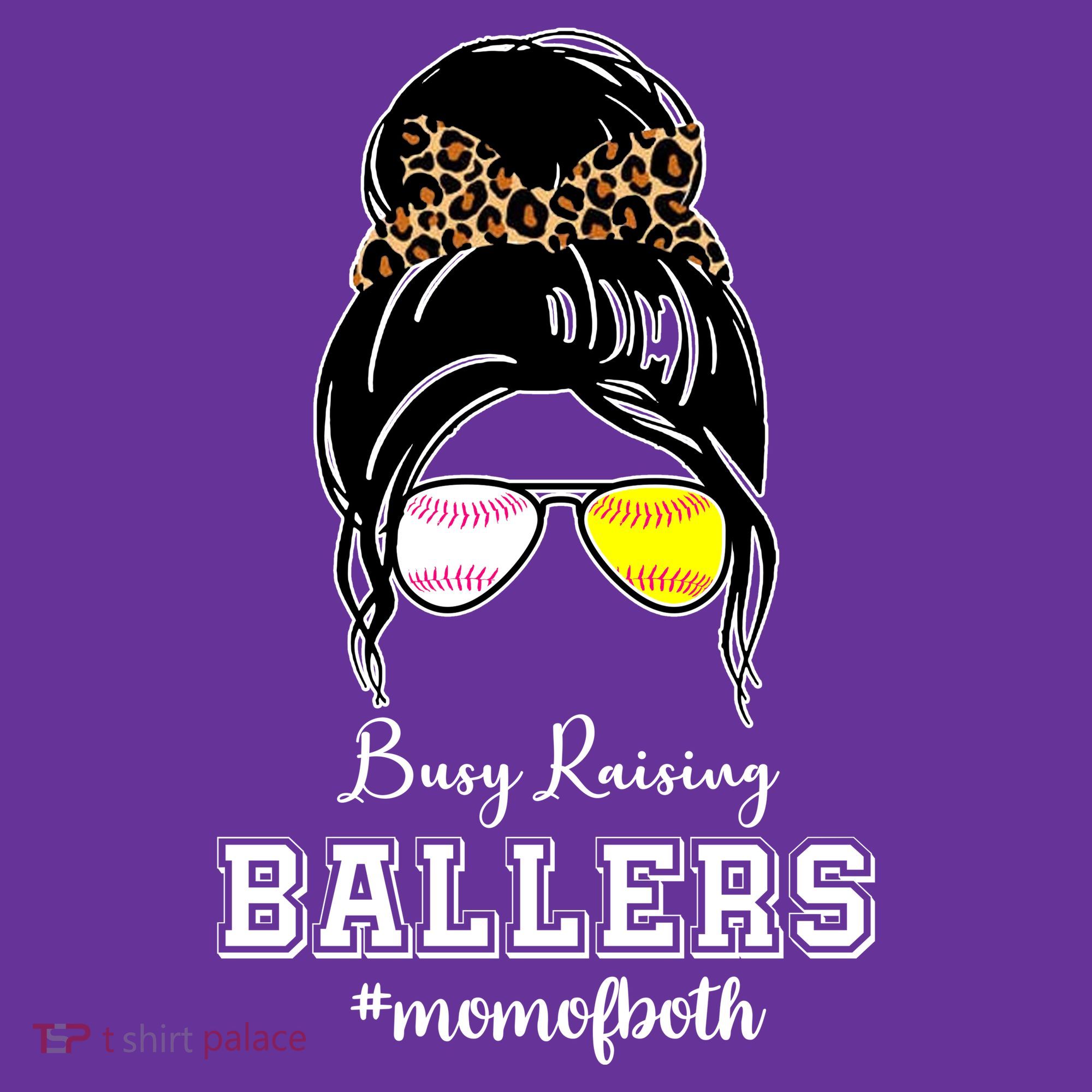 Busy Raising Ballers Mom Of Both Baseball Softball Messy Bun Sticker Features De Kids Sweatshirt