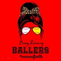 Busy Raising Ballers Mom Of Both Baseball Softball Messy Bun Sticker Features De Santa Hat thumb 1
