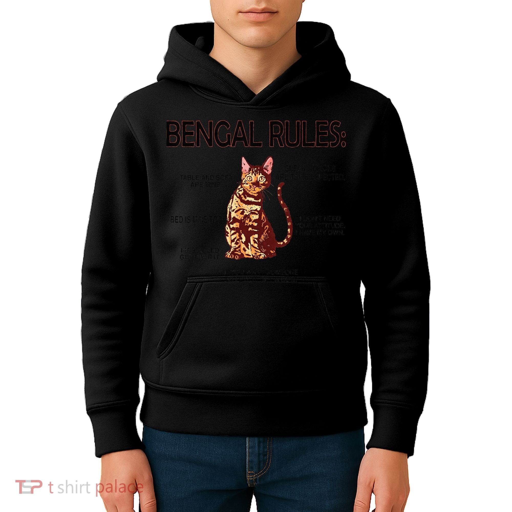 Bengal Rules Bengal Cat Owner Bengal Lover Kids Hoodie