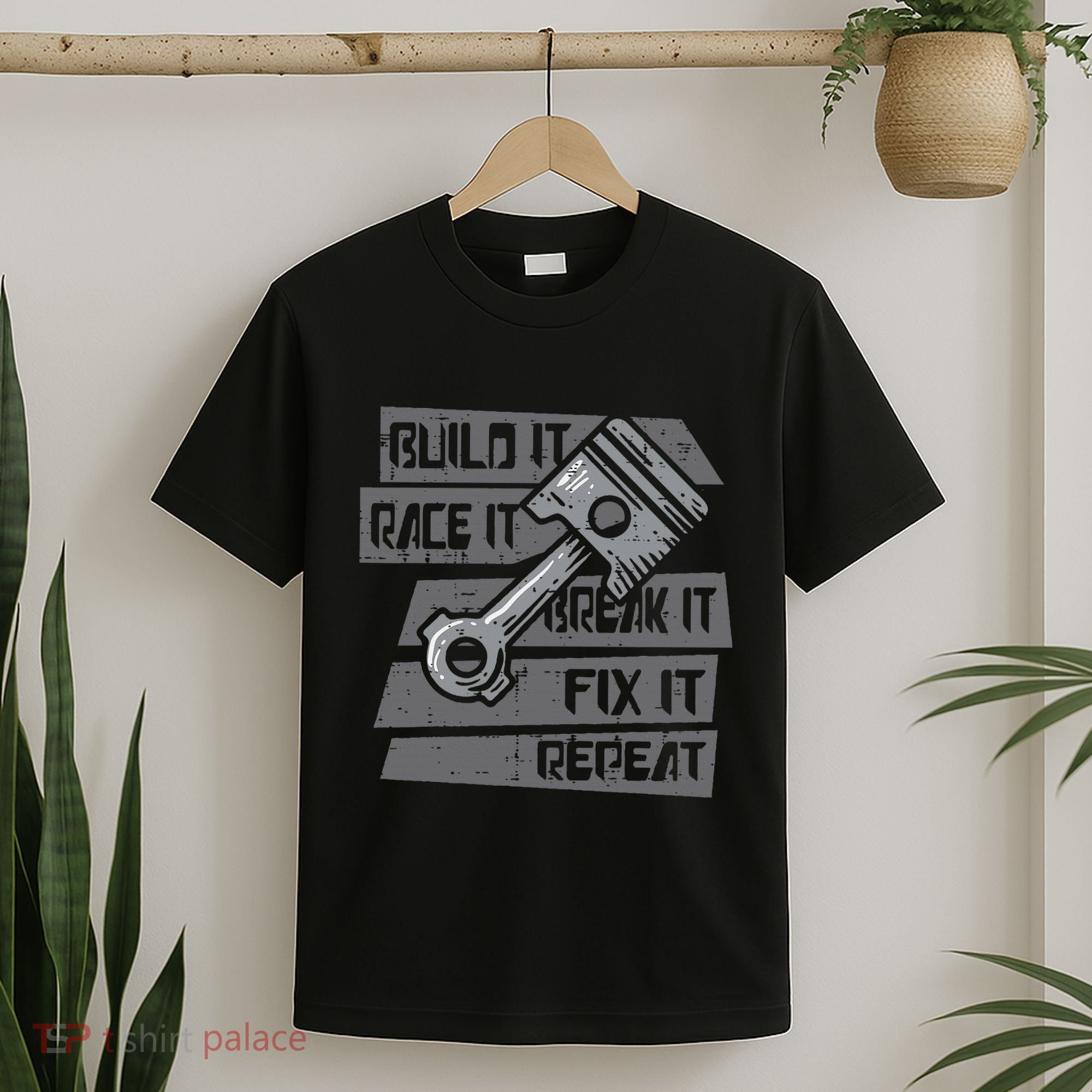 Build Race Break Fix It Repeat Auto Mechanic T-Shirt