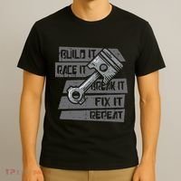 Build Race Break Fix It Repeat Auto Mechanic T-Shirt thumb 3