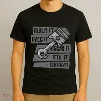 Build Race Break Fix It Repeat Auto Mechanic T-Shirt thumb 3