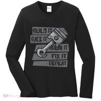 Build Race Break Fix It Repeat Auto Mechanic Women's Long Sleeve Shirt thumb 0