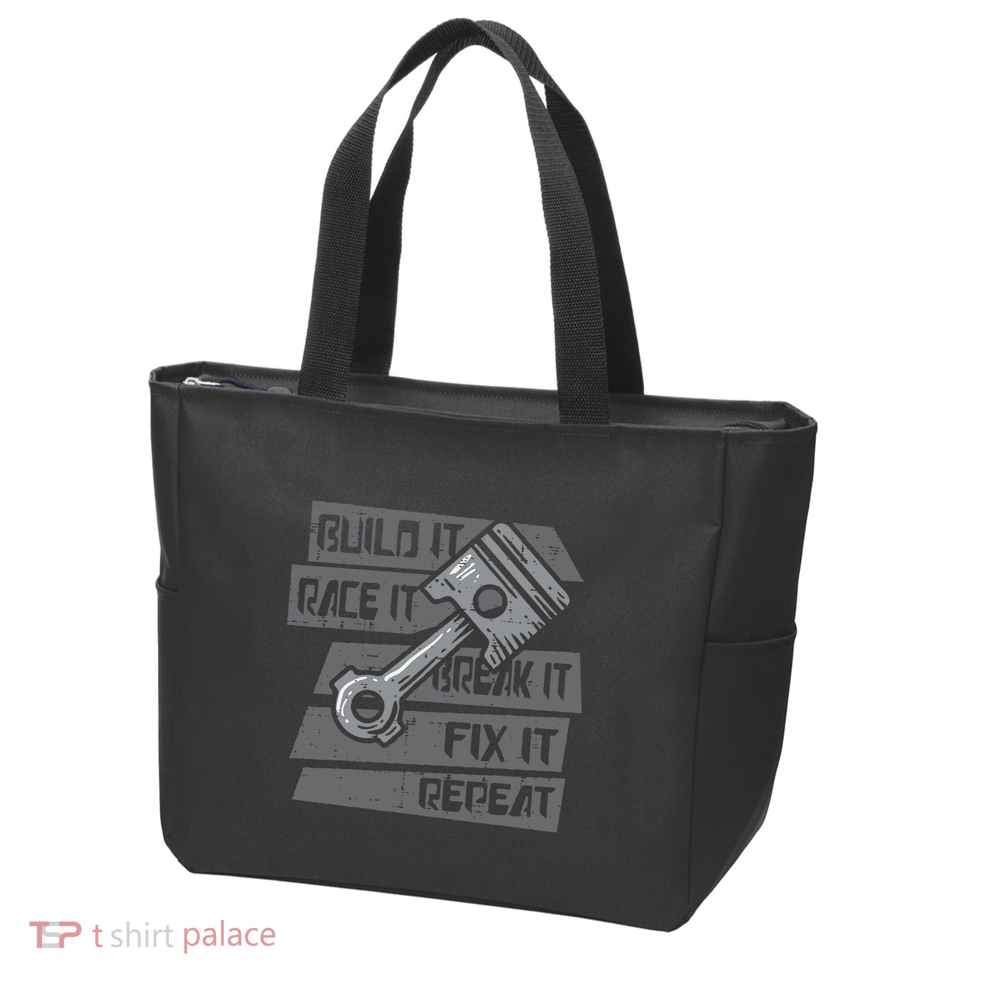 Build Race Break Fix It Repeat Auto Mechanic Tote Bag