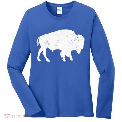Buffalo Retro Bison Animal Lover Women's Long Sleeve Shirt