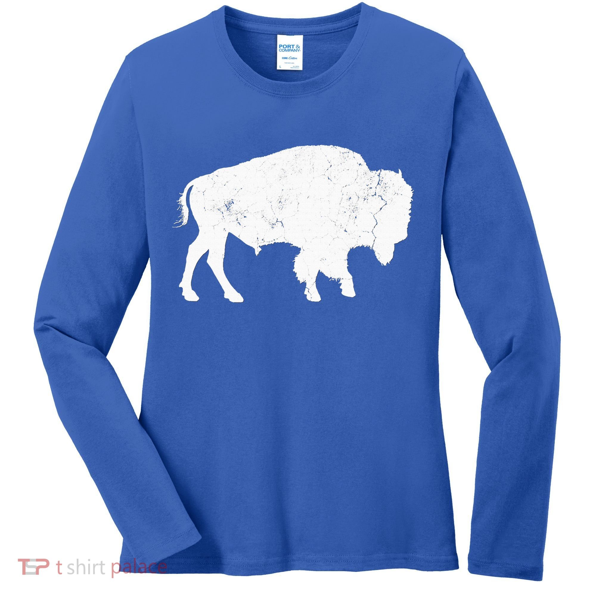 Buffalo Retro Bison Animal Lover Women's Long Sleeve Shirt