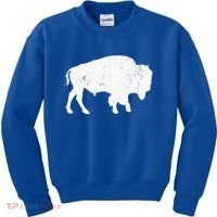 Buffalo Retro Bison Animal Lover Kids Sweatshirt thumb 0