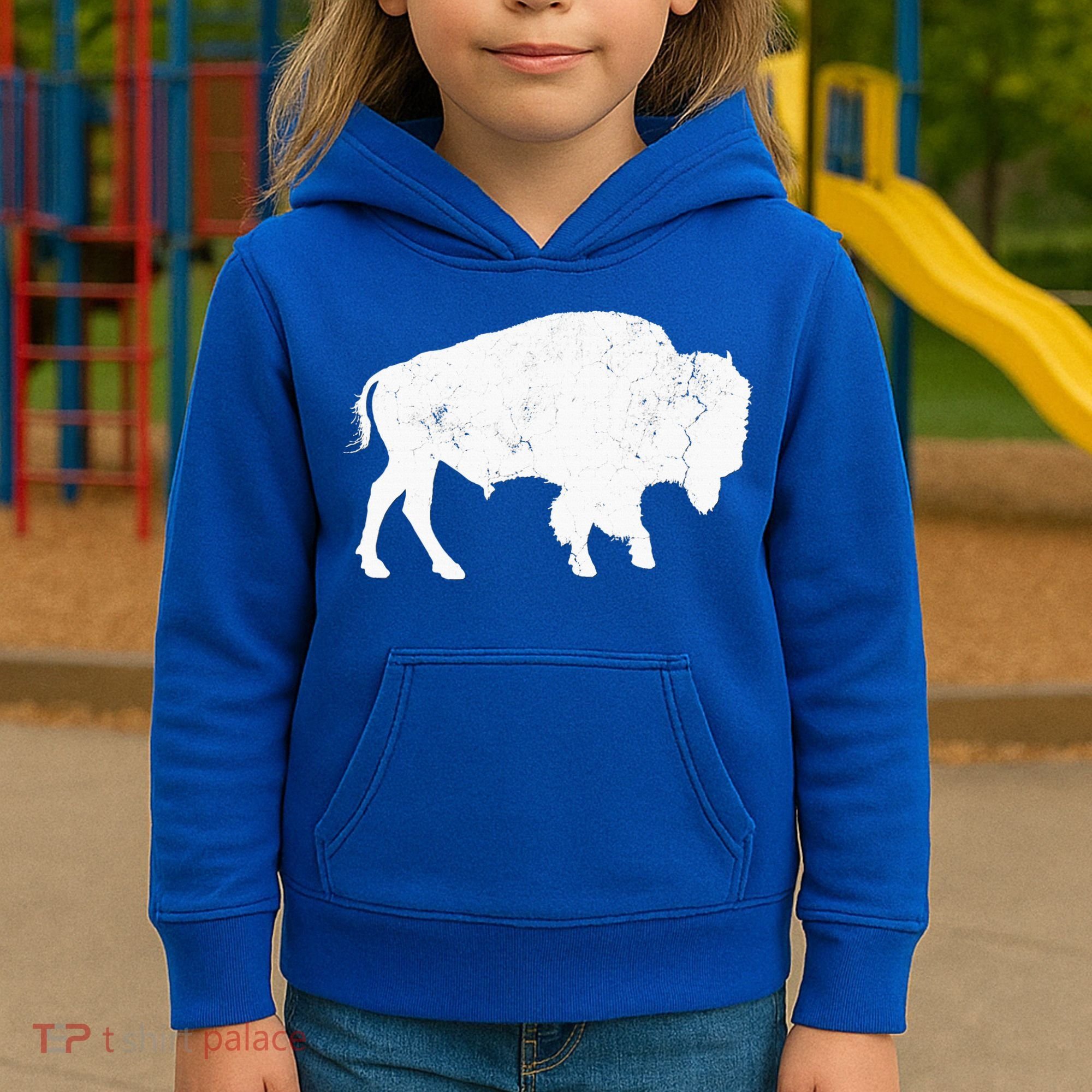Buffalo Retro Bison Animal Lover Kids Hoodie