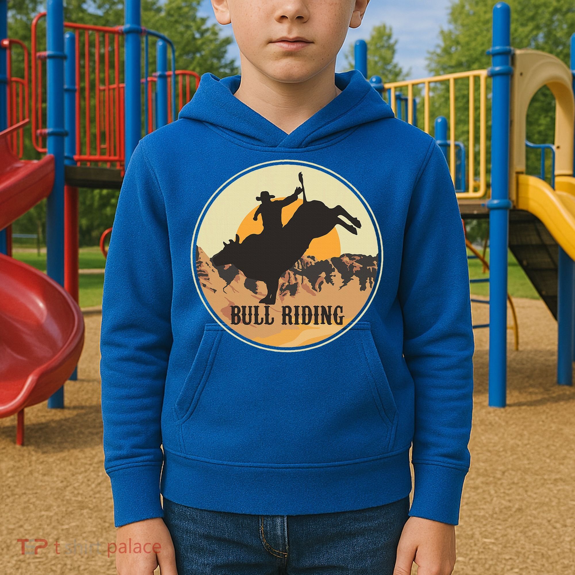 Bull Riding Bullriding Cowboy Western Rodeo Kids Hoodie