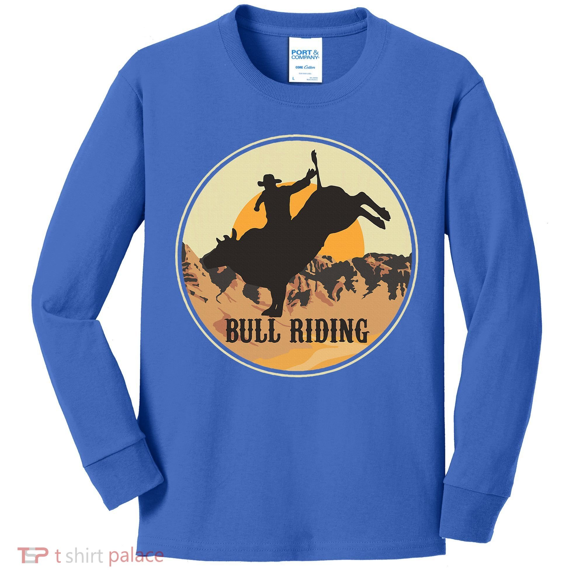 Bull Riding Bullriding Cowboy Western Rodeo Kids Long Sleeve Shirt