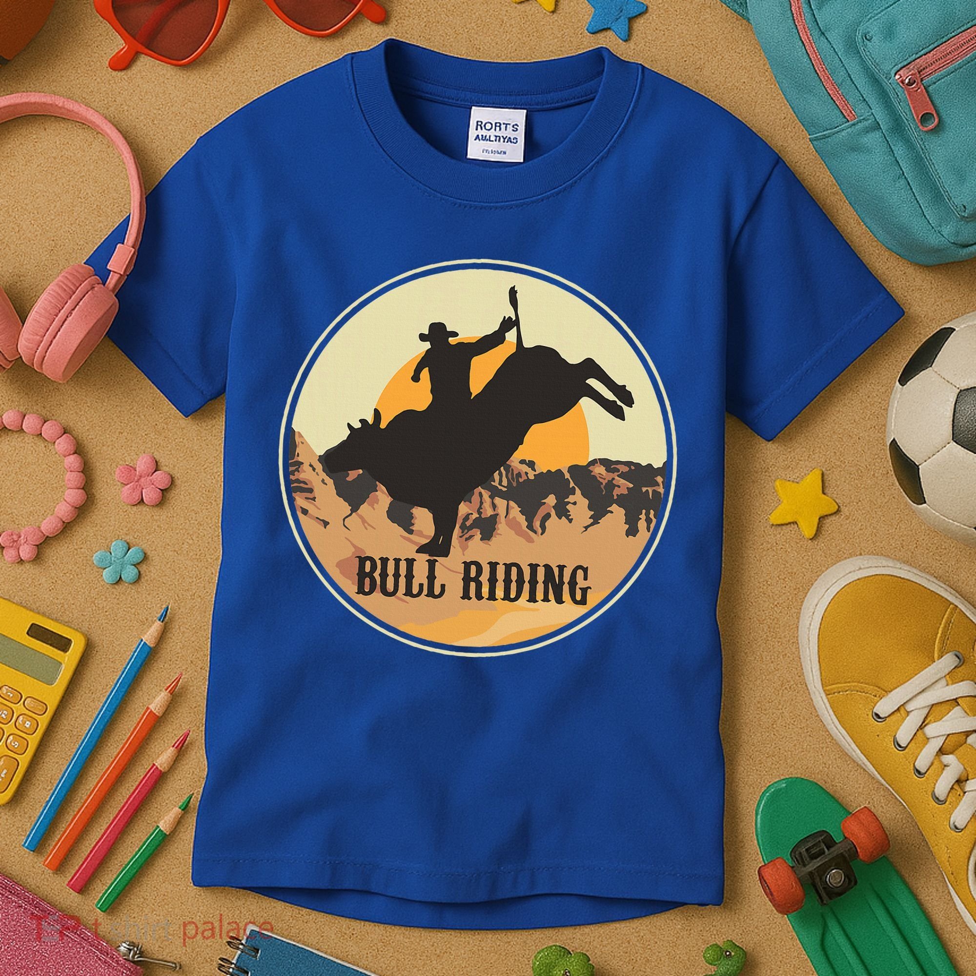 Bull Riding Bullriding Cowboy Western Rodeo Kids T-Shirt