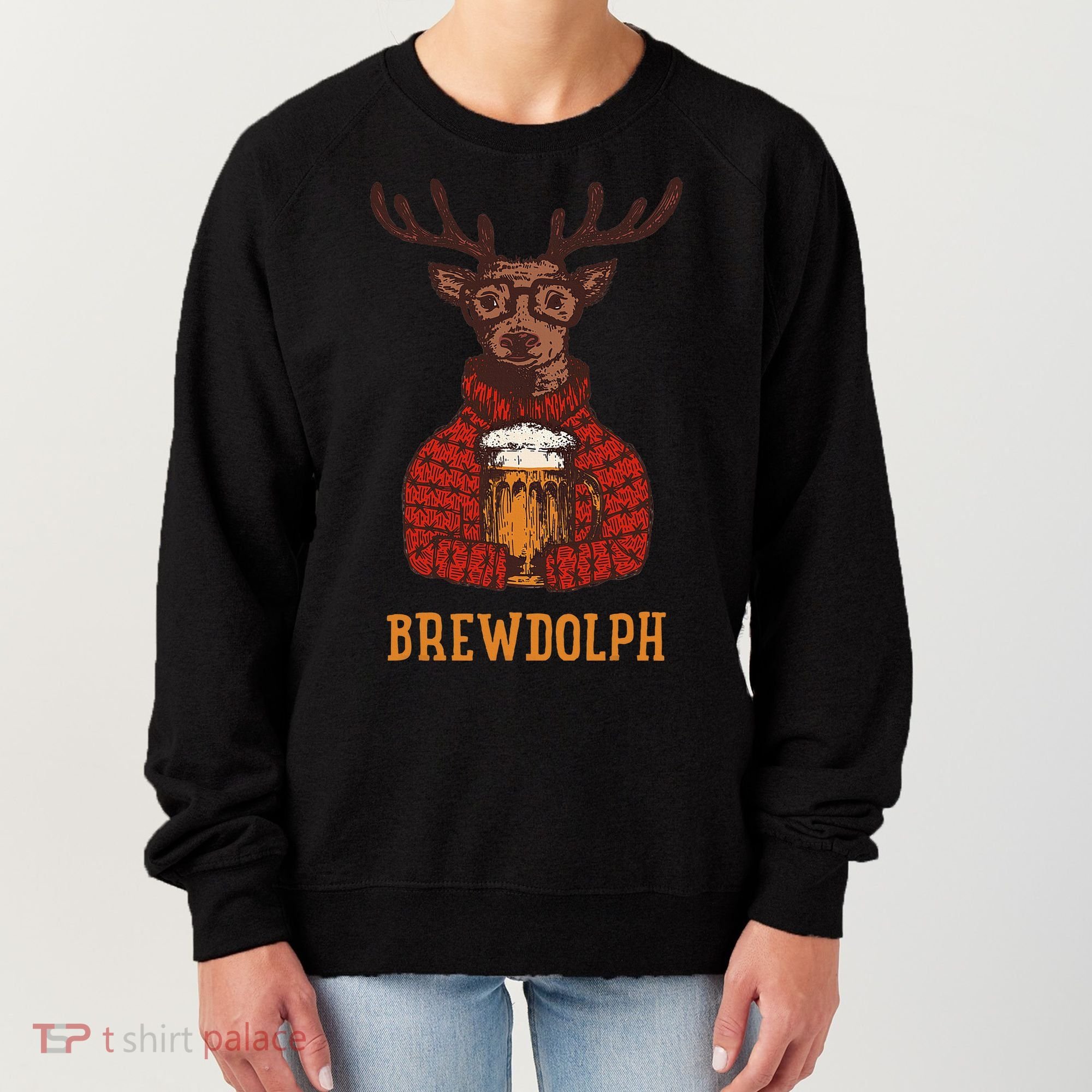 Brewdolph Reindeer Beer Lovers Funny Christmas Women's Sweatshirt