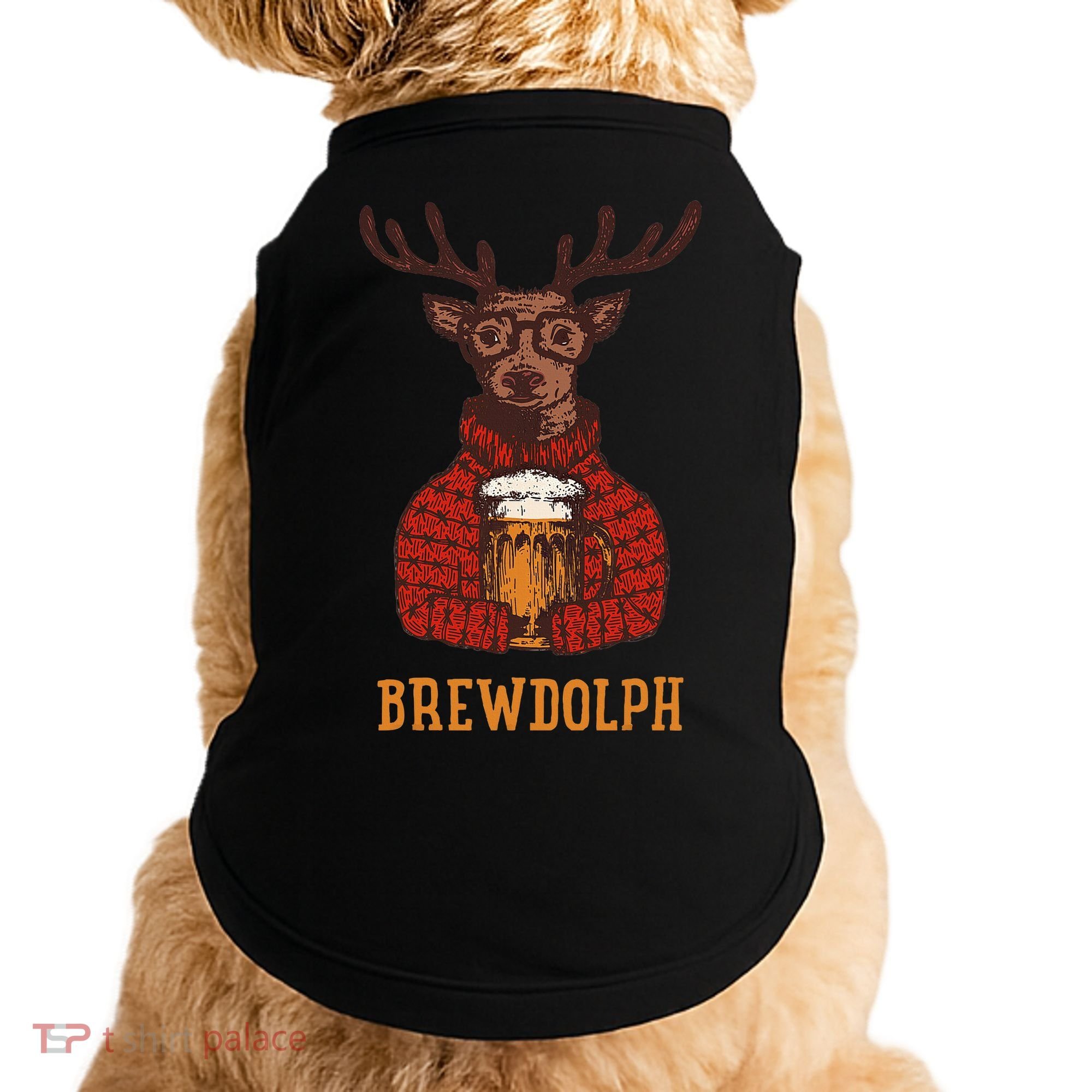 Brewdolph Reindeer Beer Lovers Funny Christmas Doggie Tank
