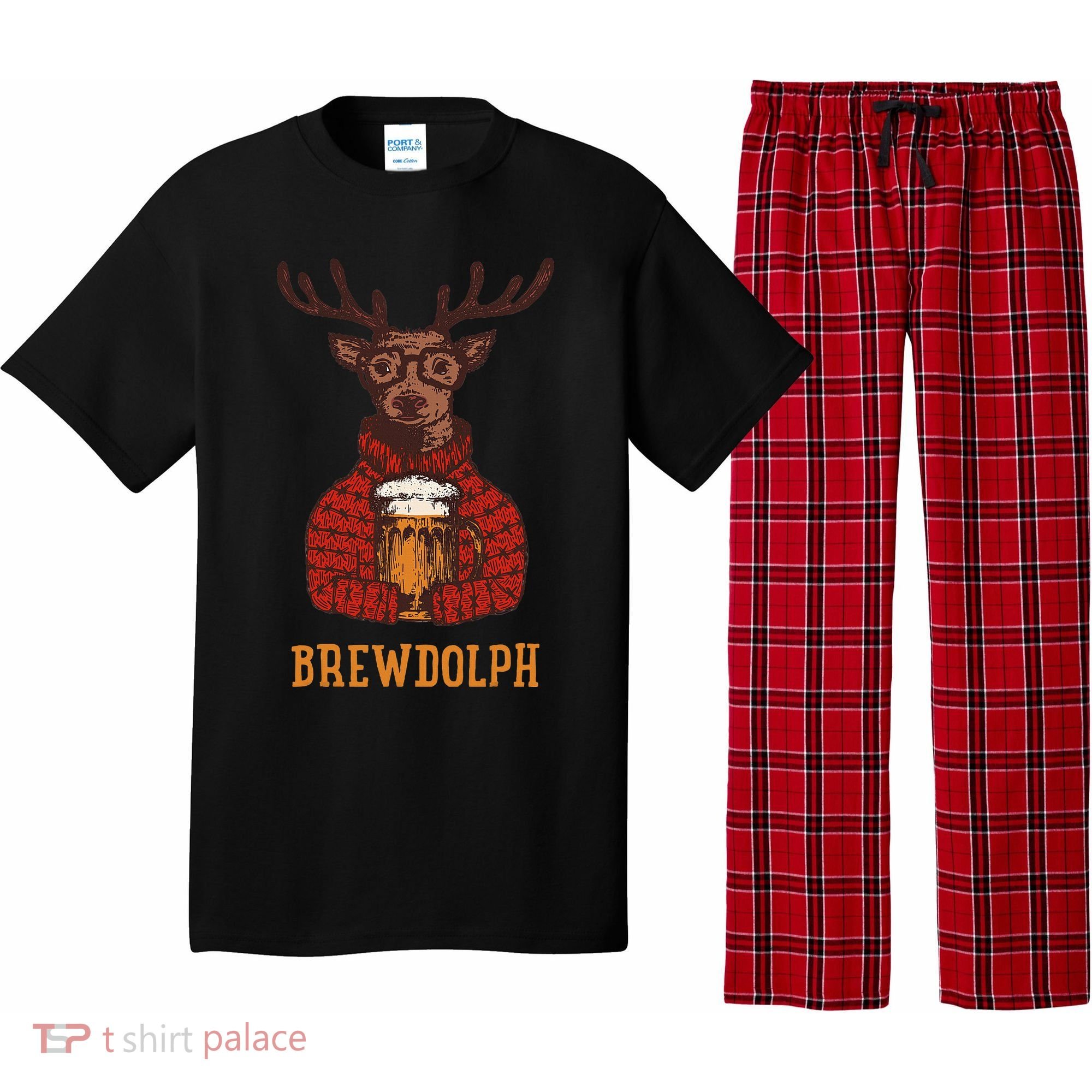 Brewdolph Reindeer Beer Lovers Funny Christmas Pajama Set