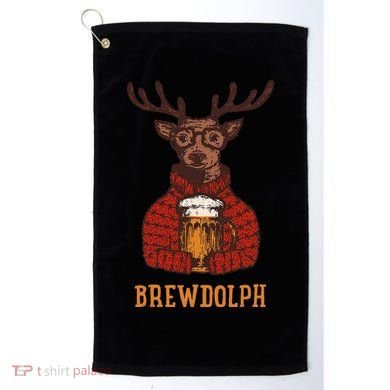 Brewdolph Reindeer Beer Lovers Funny Christmas Golf Towel
