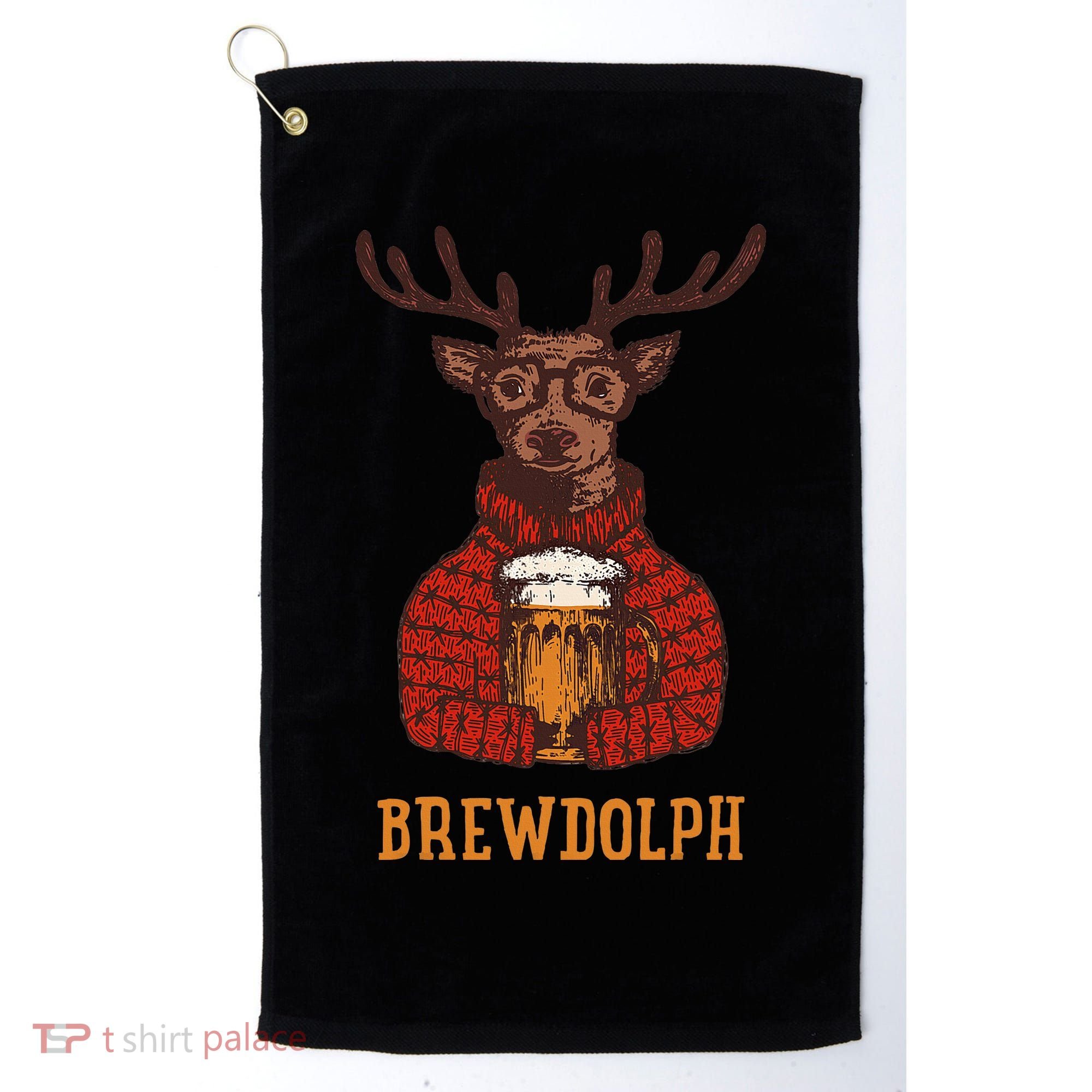 Brewdolph Reindeer Beer Lovers Funny Christmas Golf Towel