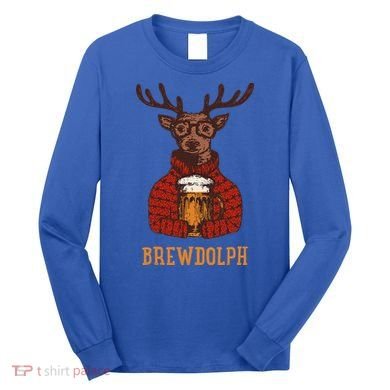 Brewdolph Reindeer Beer Lovers Funny Christmas Long Sleeve Shirt