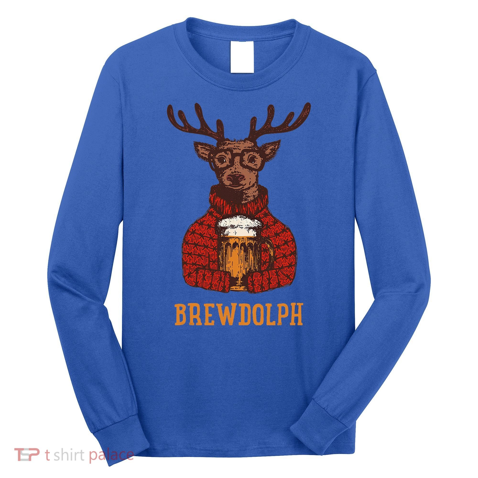 Brewdolph Reindeer Beer Lovers Funny Christmas Long Sleeve Shirt