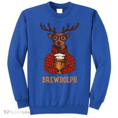 Brewdolph Reindeer Beer Lovers Funny Christmas Sweatshirt