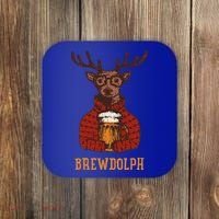 Brewdolph Reindeer Beer Lovers Funny Christmas Coaster thumb 0