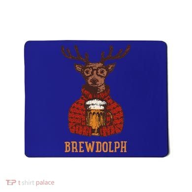 Brewdolph Reindeer Beer Lovers Funny Christmas Mousepad