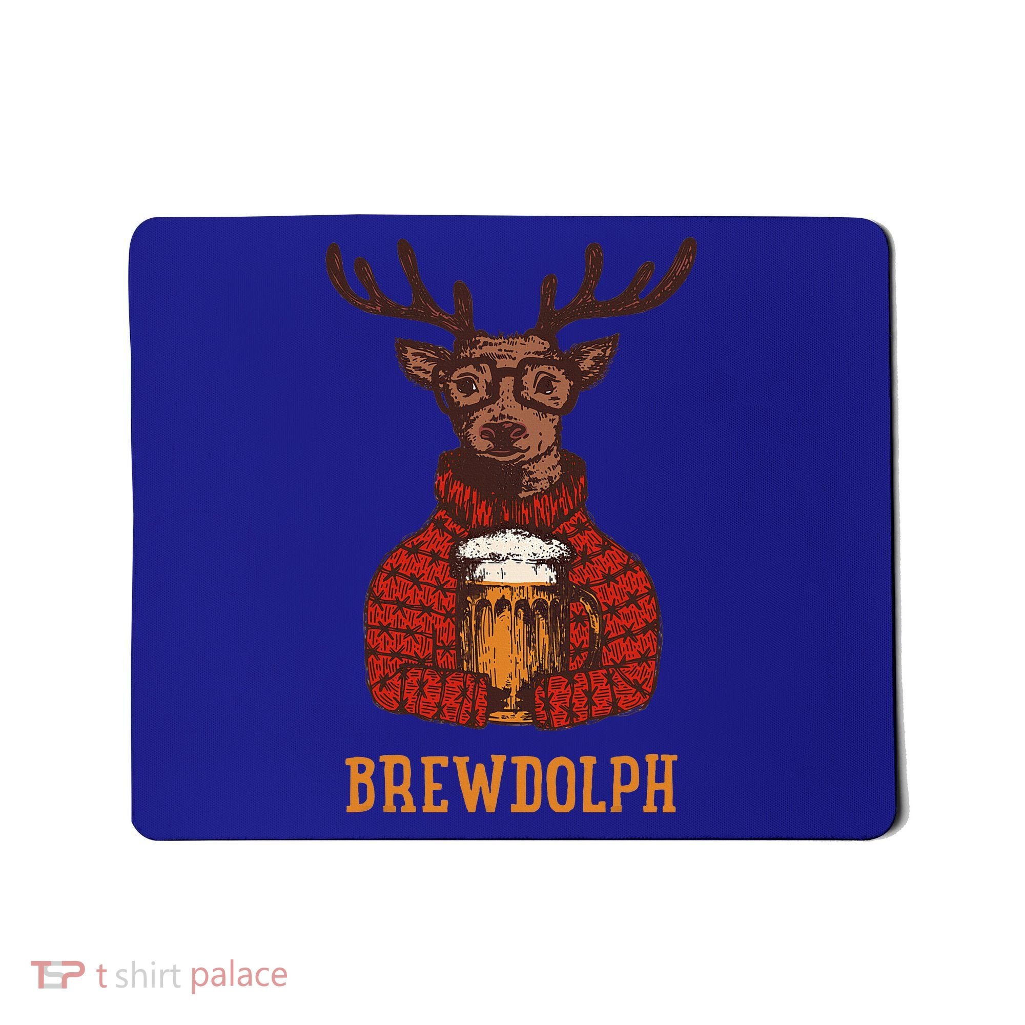 Brewdolph Reindeer Beer Lovers Funny Christmas Mousepad