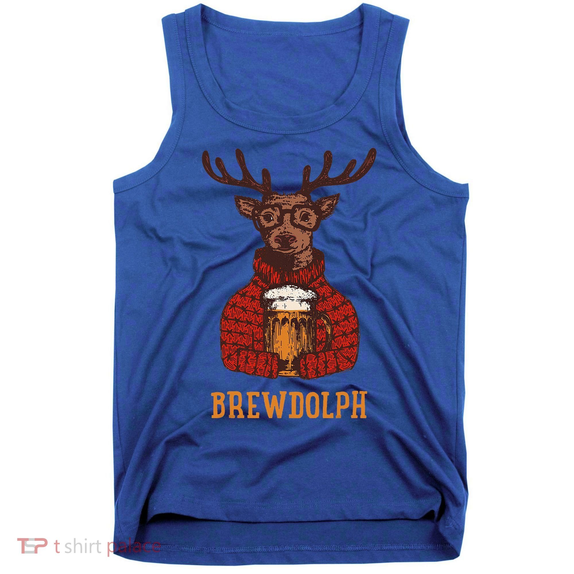 Brewdolph Reindeer Beer Lovers Funny Christmas Tank Top