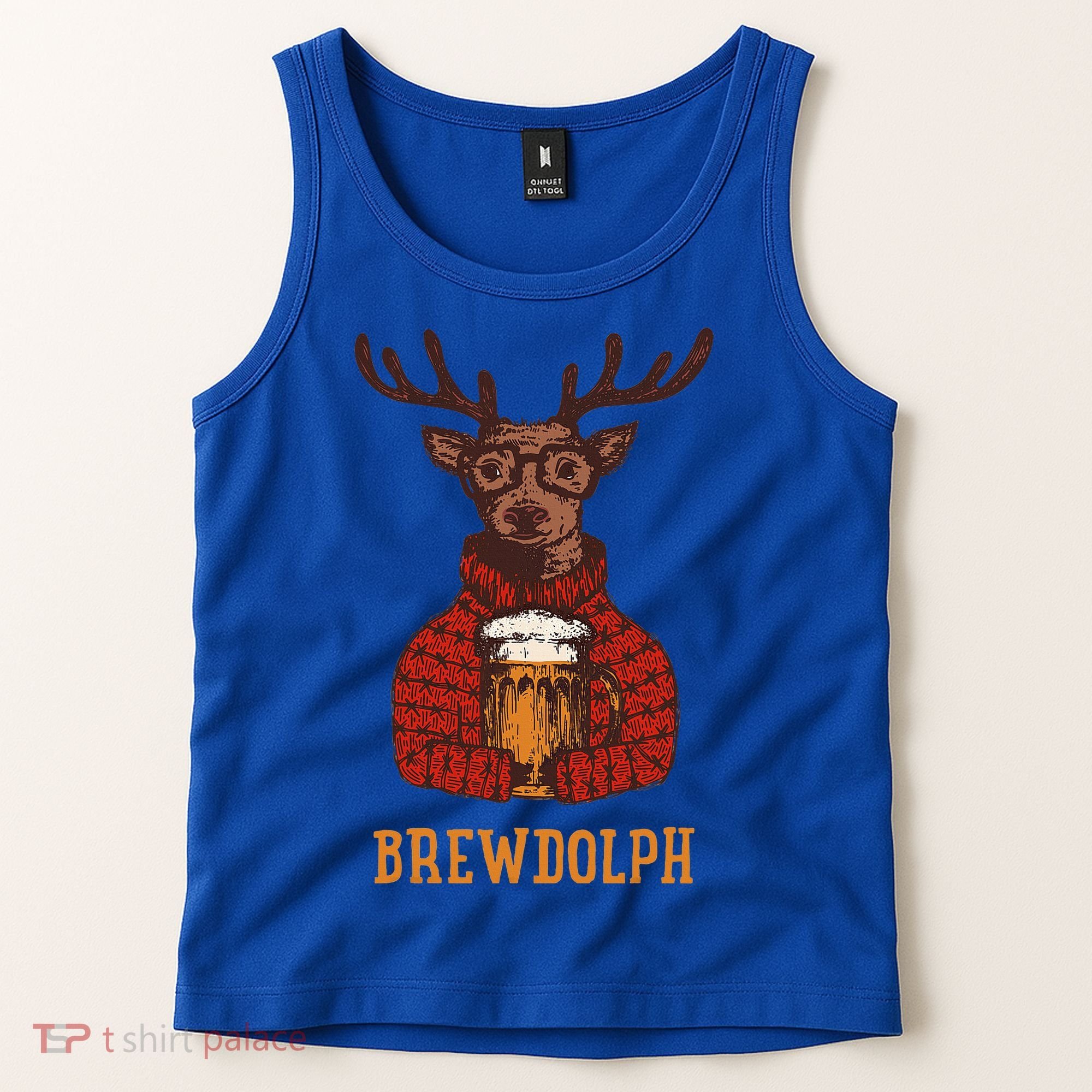 Brewdolph Reindeer Beer Lovers Funny Christmas Tank Top