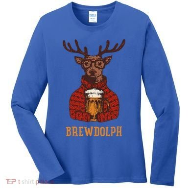 Brewdolph Reindeer Beer Lovers Funny Christmas Women's Long Sleeve Shirt