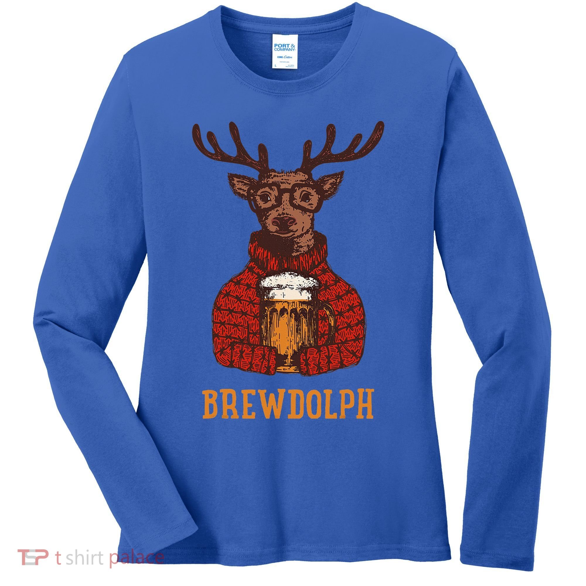 Brewdolph Reindeer Beer Lovers Funny Christmas Women's Long Sleeve Shirt