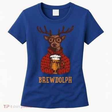 Brewdolph Reindeer Beer Lovers Funny Christmas Women's T-Shirt