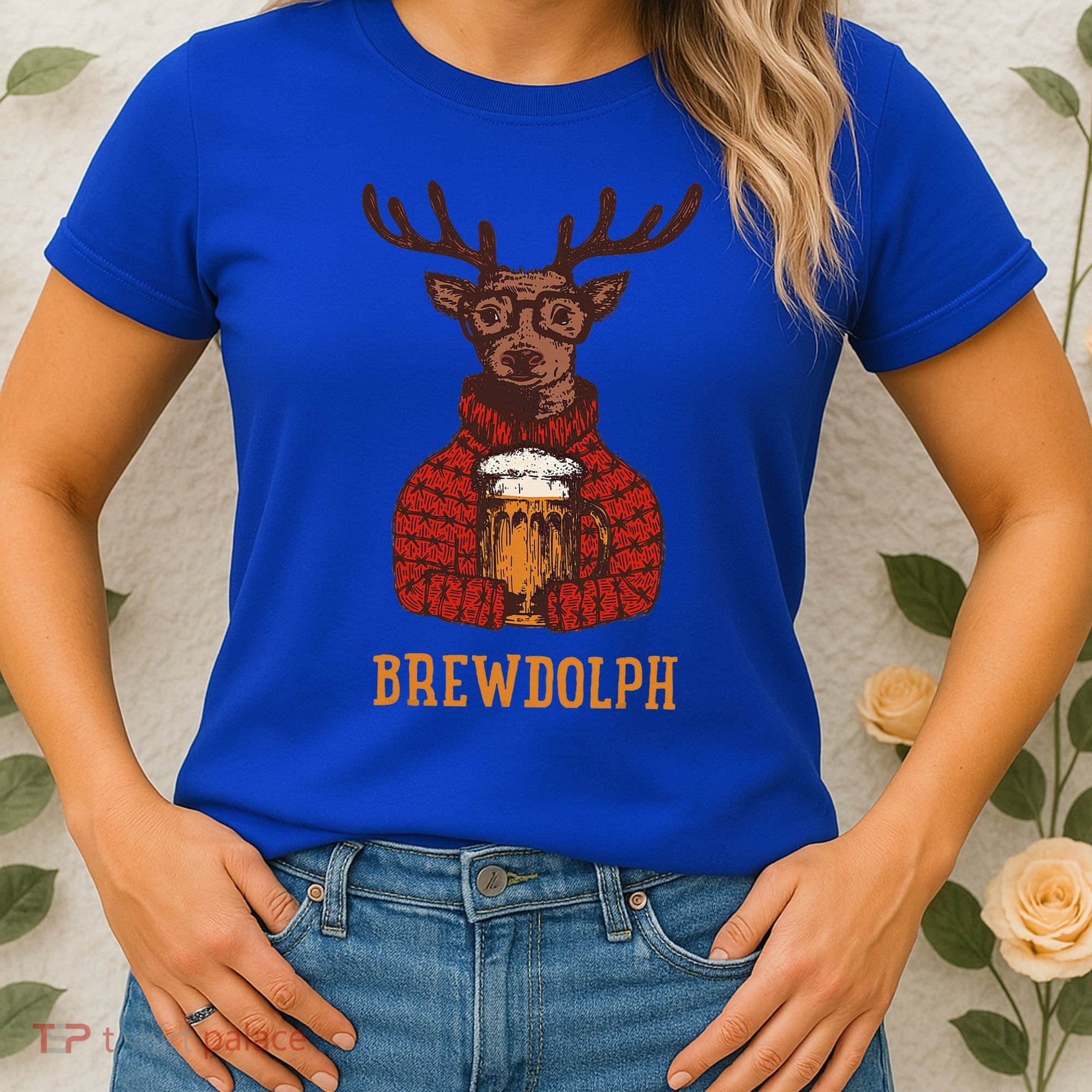 Brewdolph Reindeer Beer Lovers Funny Christmas Women's T-Shirt
