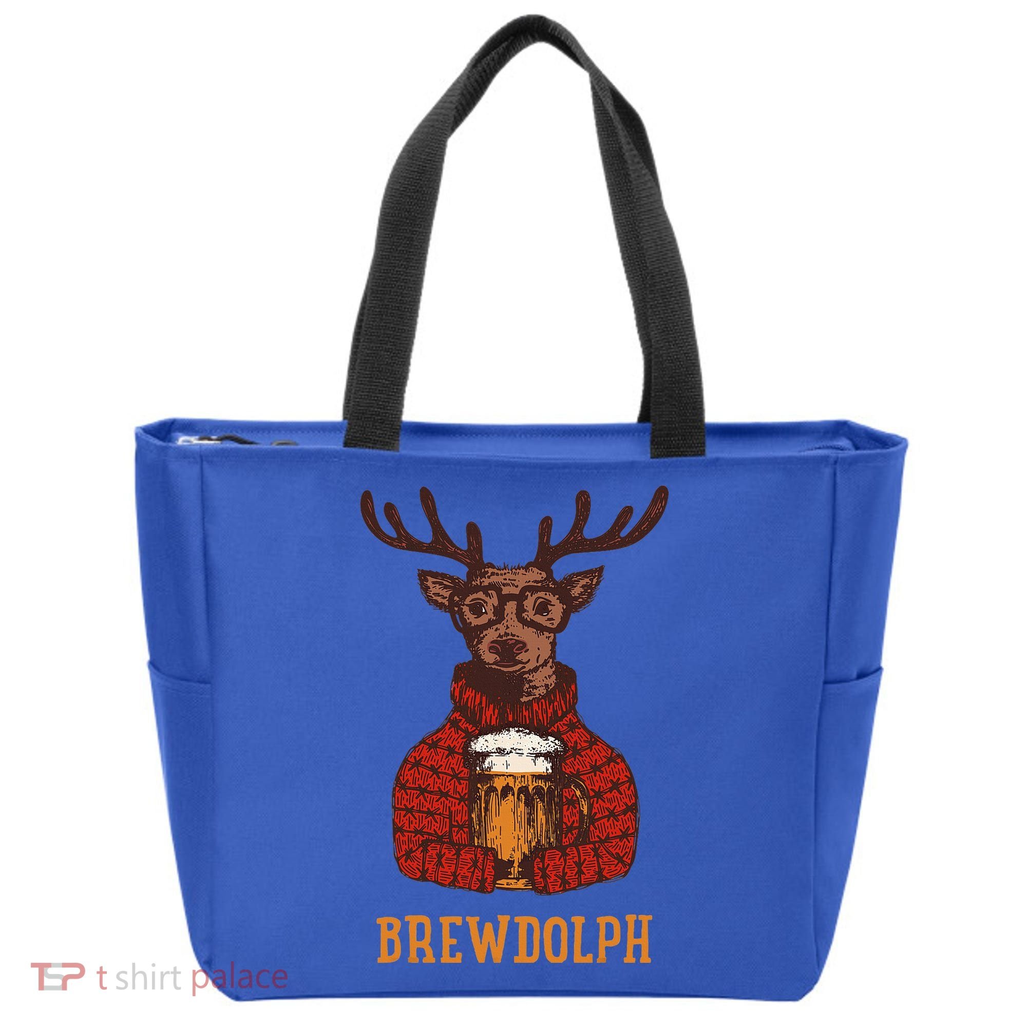 Brewdolph Reindeer Beer Lovers Funny Christmas Tote Bag