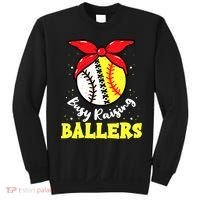 Busy Raising Ballers Softball Baseball Mom Women Sweatshirt thumb 0
