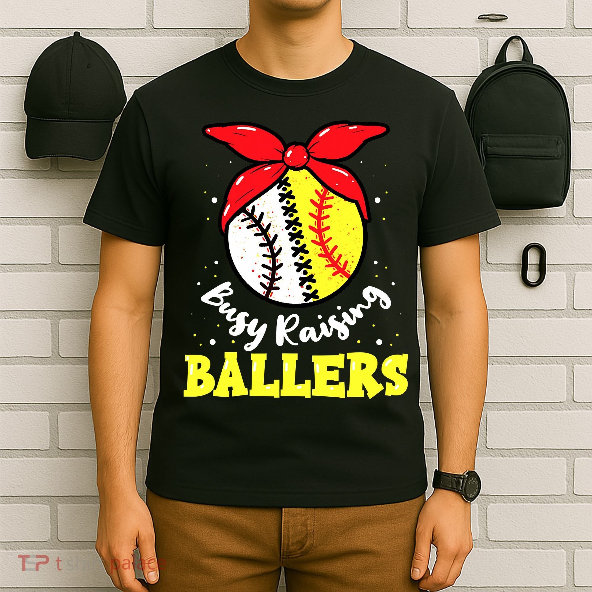 Busy Raising Ballers Softball Baseball Mom Women T-Shirt