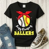 Busy Raising Ballers Softball Baseball Mom Women Women's T-Shirt thumb 3