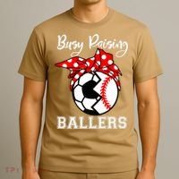 Busy Raising Ballers Funny Baseball Soccer Mom Meaningful Gift T-Shirt thumb 3