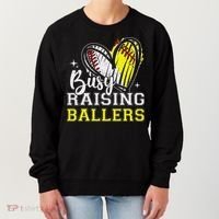 Busy Raising Ballers Heart Softball Baseball Mom Women's Sweatshirt thumb 0