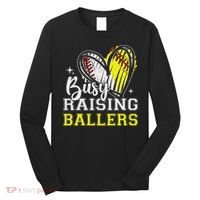 Busy Raising Ballers Heart Softball Baseball Mom Long Sleeve Shirt thumb 0
